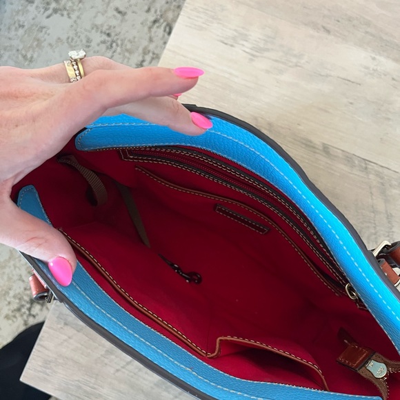 Dooney & Bourke Turquoise Tote bag with Brown Straps - Picture 8 of 13